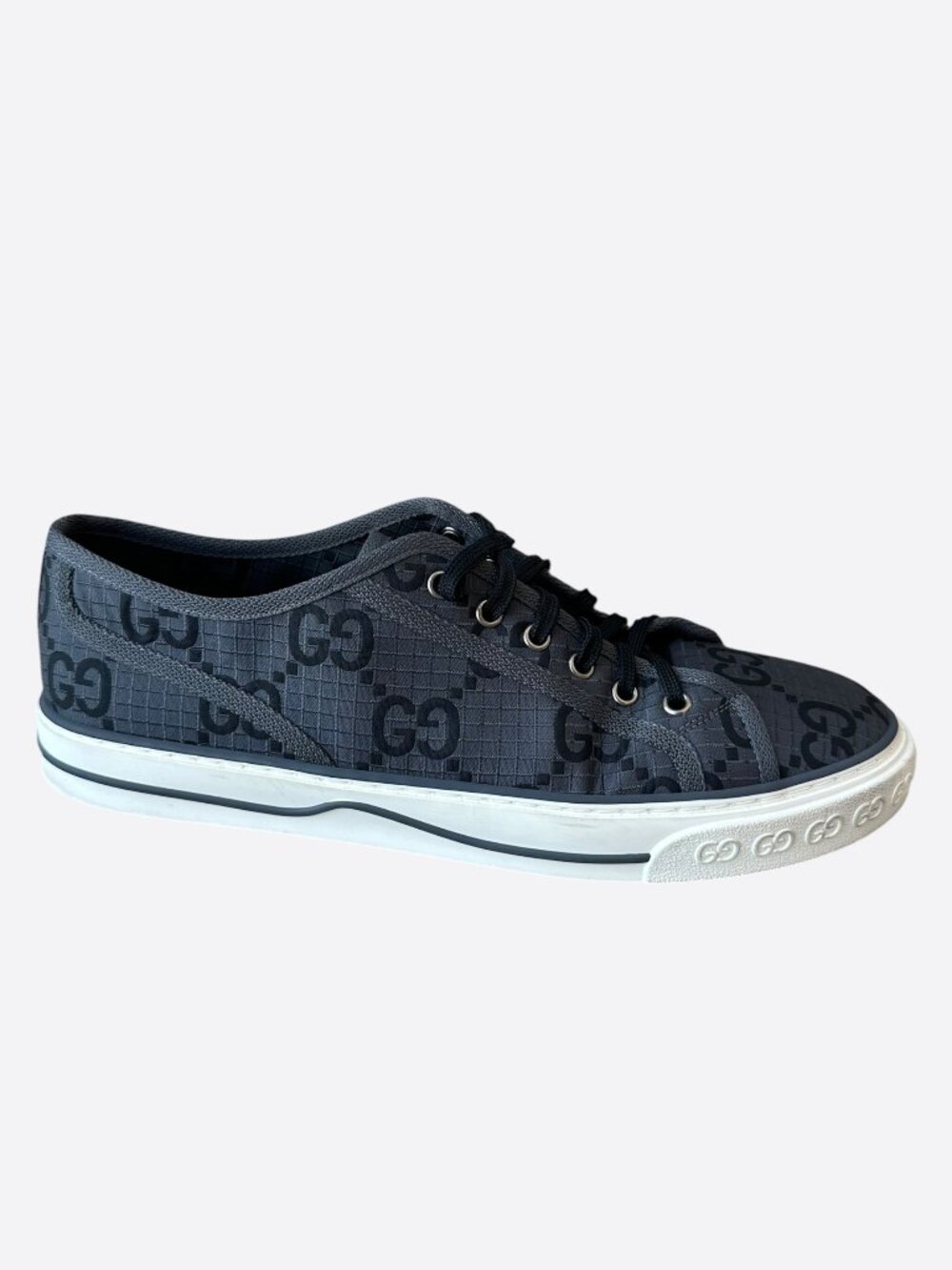 Gucci Grey & Black GG Monogram Tennis 1977 Sneakers